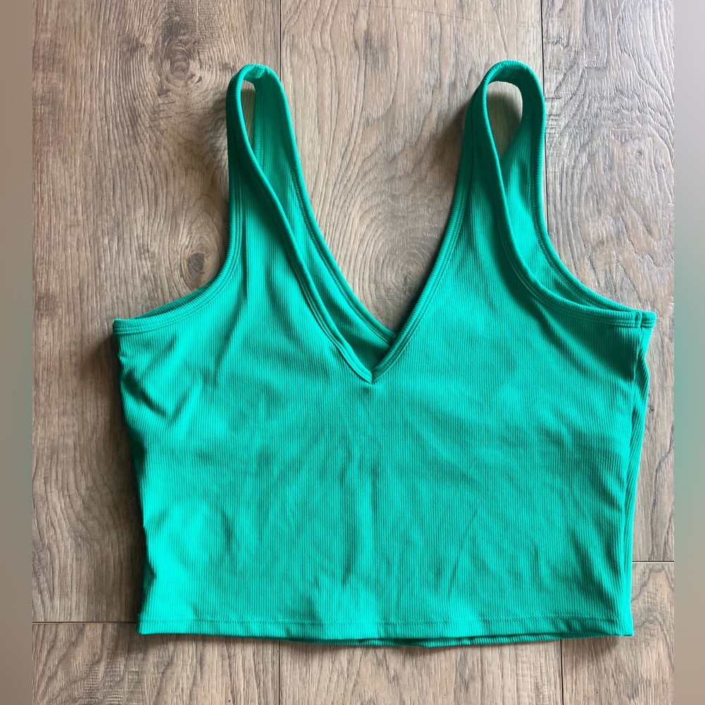 GAPFIT Studio RibV-Neck Brami Kelly Green Women’s Size Large Work Out Top